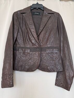 Cividini Women's Dark Brown Goat Leather Blazer Jacket